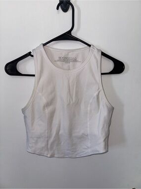 Beyond Yoga White High-Neck Cropped Tank